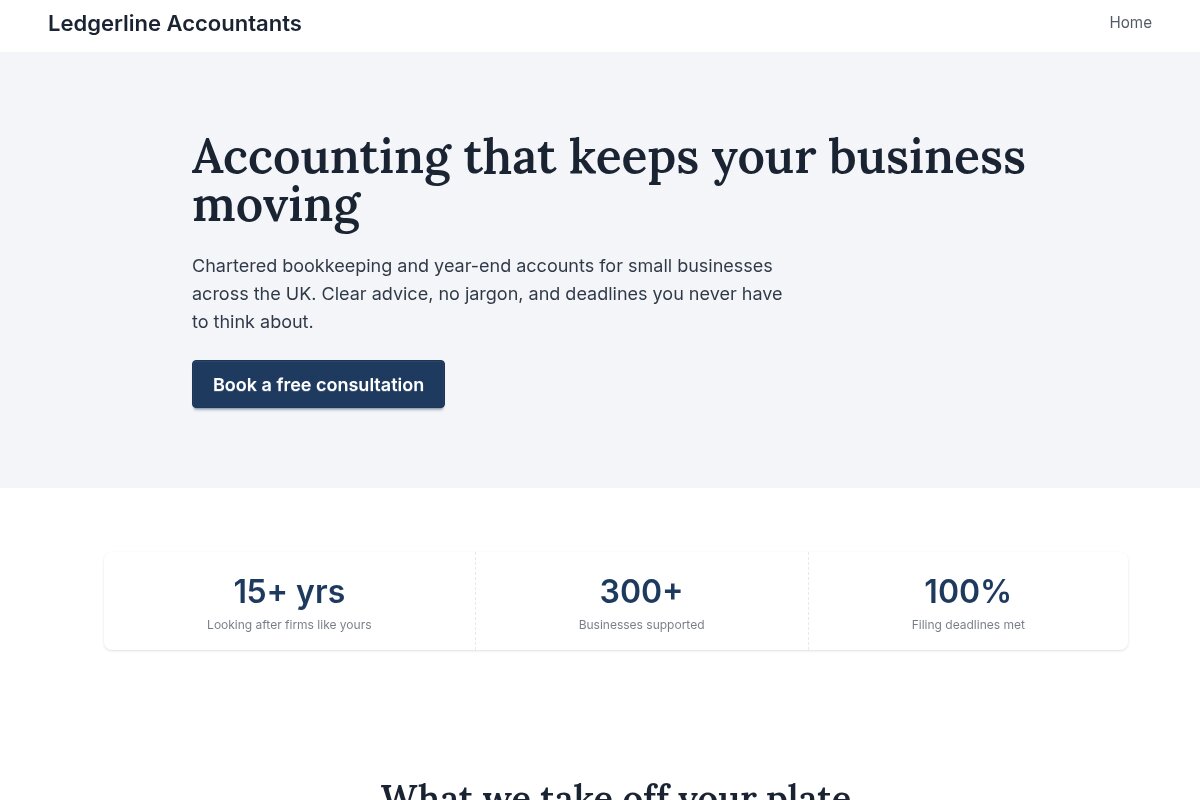 Example Margot website for an accountancy firm